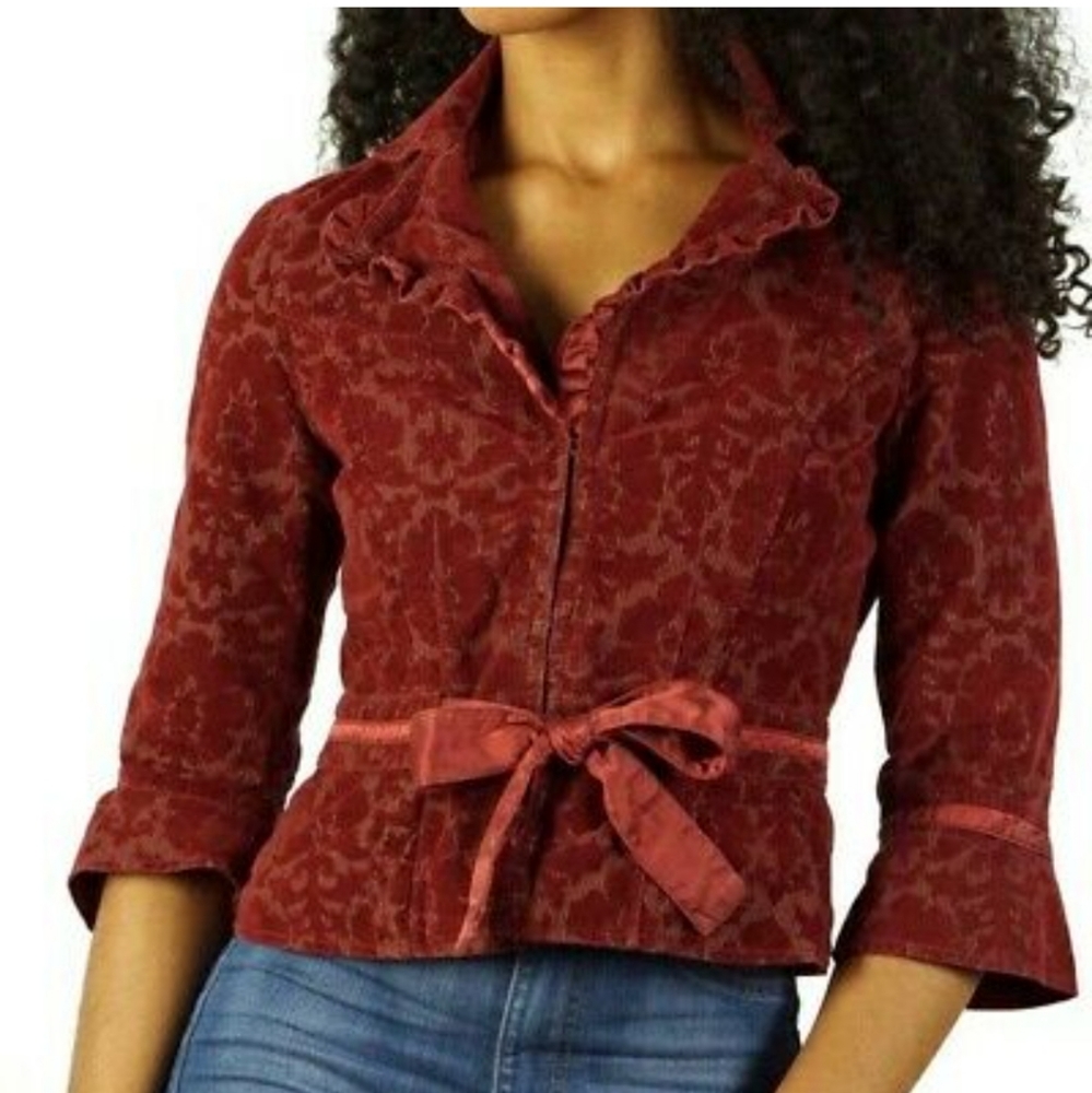 Free People Victorian Brocade Tapestry Velvet Blazer Jacket